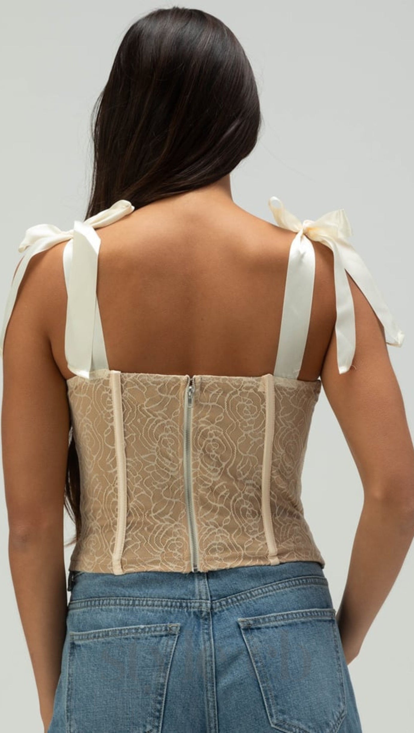 WEST OF MELROSE Damen Korsett-Top aus Spitze