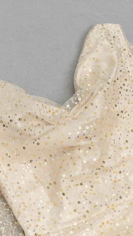 SEQUINS SLEEVELESS SPLIT MAXI DRESS