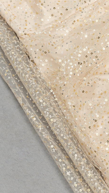 SEQUINS SLEEVELESS SPLIT MAXI DRESS