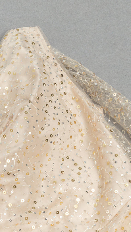 SEQUINS SLEEVELESS SPLIT MAXI DRESS