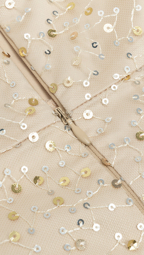 SEQUINS SLEEVELESS SPLIT MAXI DRESS