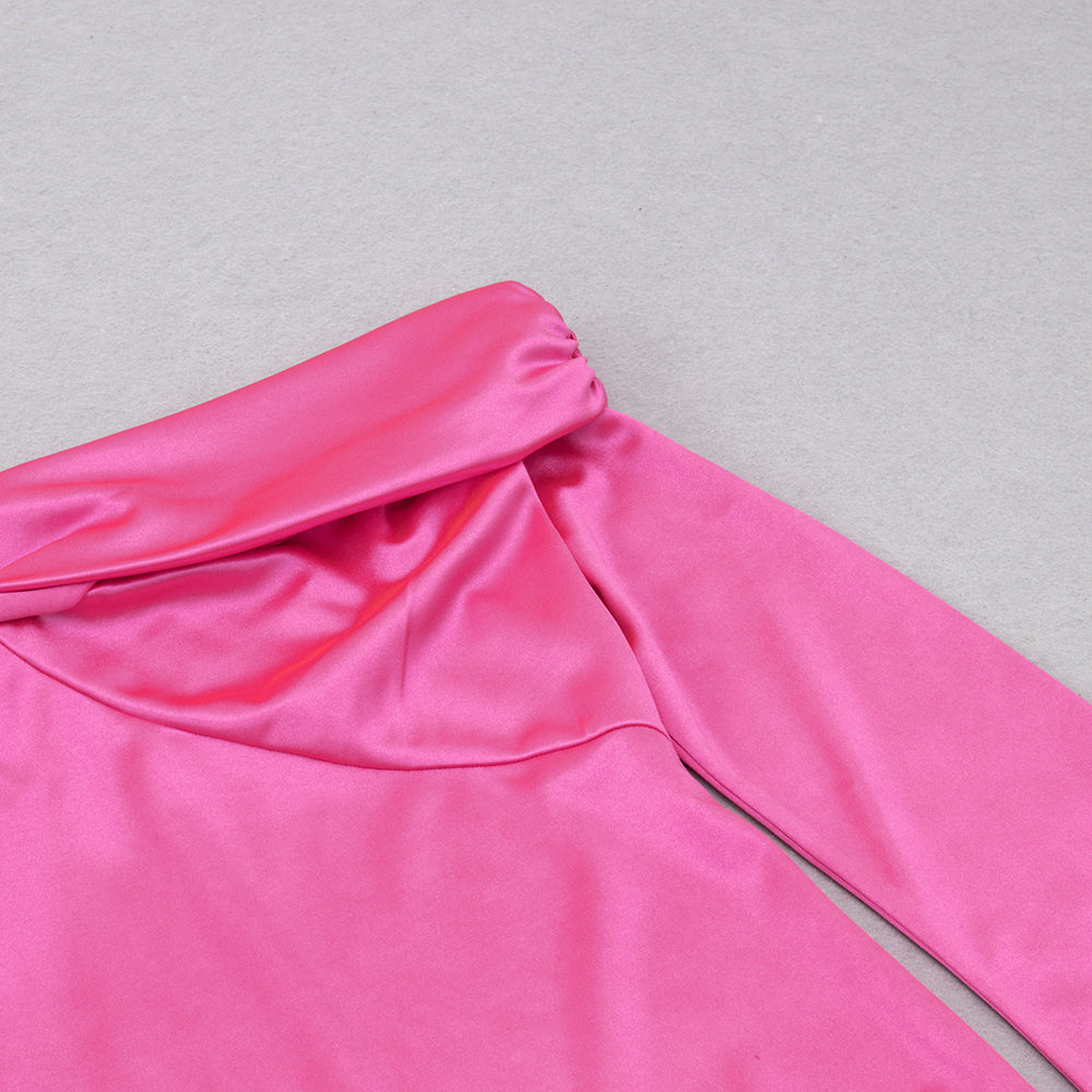 AIIZIE OFF-SHOULDER SATIN COCKTAIL DRESS IN HOT PINK - product image