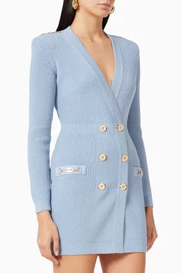 CAROLINE MINIKLEID MIT METALLBODEN IN BLAU