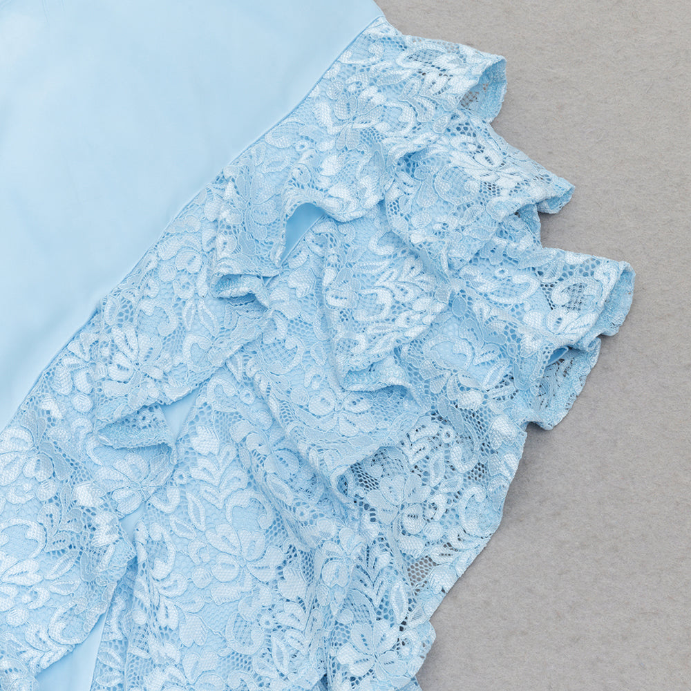 AIIZIE STRAP MIDI DRESS WITH RUFFLED HEMLINE IN BLUE - product image