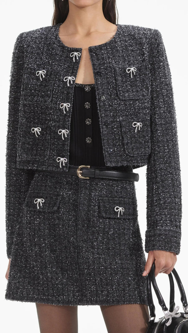 AIIZIE BLACK TEXTURED DENIM JACKET - product image