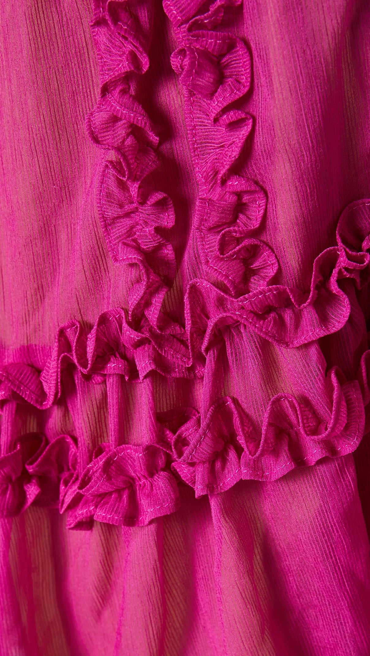 Lara Chiffon-Minikleid mit Blumensaum in Rosarot