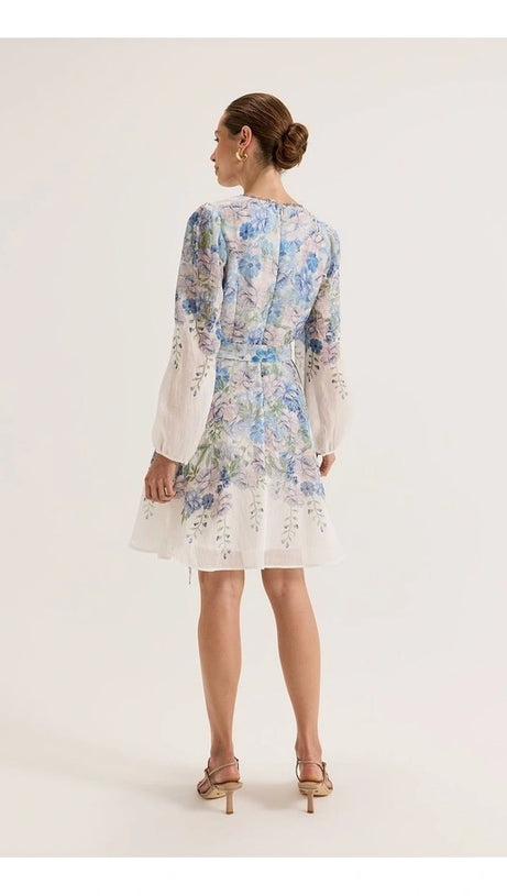 ABITO CORTO CON STAMPA FLOREALE CHELSEA IN AVORIO