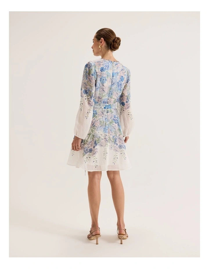 AIIZIE CHELSEA FLORAL PRINT MINI DRESS IN IVORY - product image