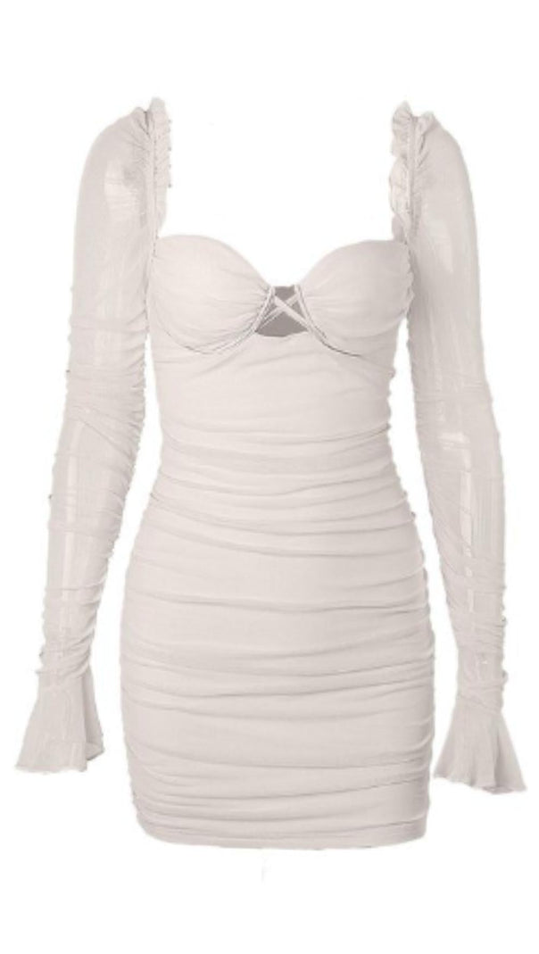 LANGÄRMELIGES, figurbetontes Minikleid