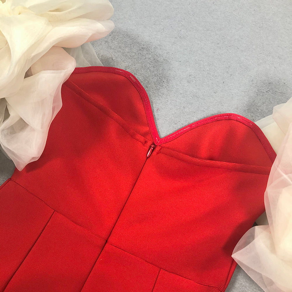 AIIZIE OFF-SHOULDER BANDAGE MAXI DRESS IN RED - product image