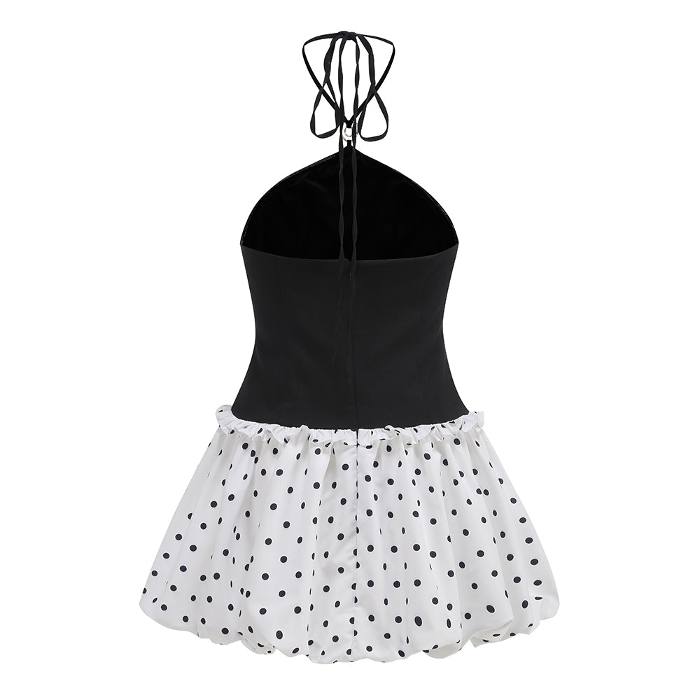 AIIZIE BLACK AND WHITE BEADED MINI DRESS - product image