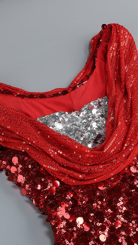 ärmelloses Maxikleid mit Pailletten in Rot