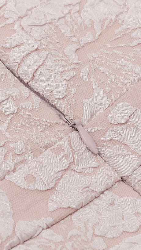 PINK SWEETHEART NECK PUFF SLEEVE SPLIT THIGH DRESS