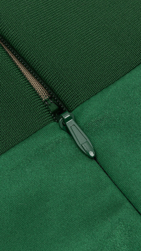 HARRIET GREEN RUCHED BODYCON STRAPLESS MAXI DRESS