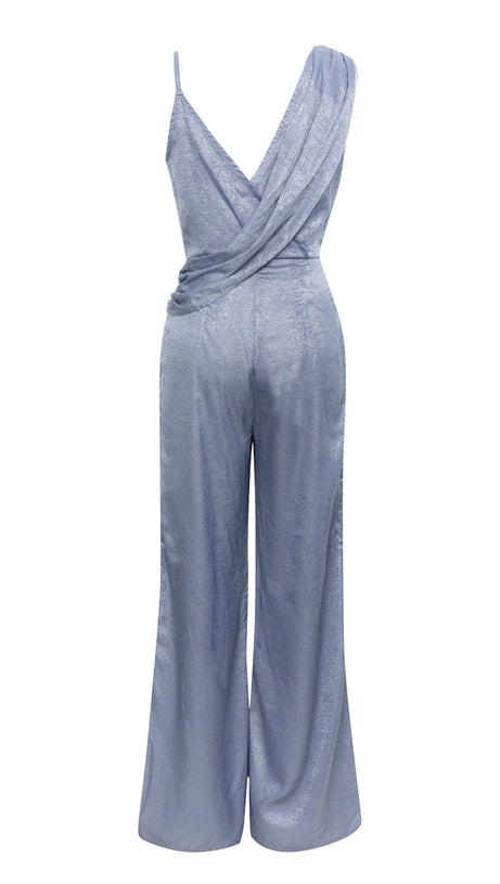 HAZEL GREY ASYMMETRICAL SHOULDER WIDE LEG JUMPSUIT