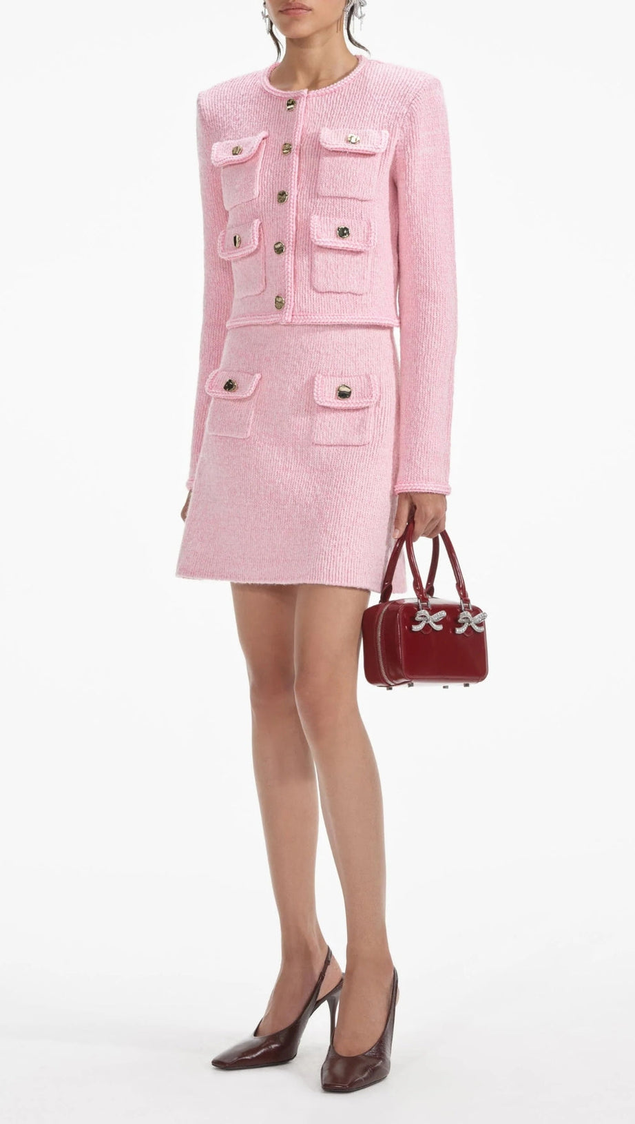 PINK MELANGE MERINO KNIT SKIRT