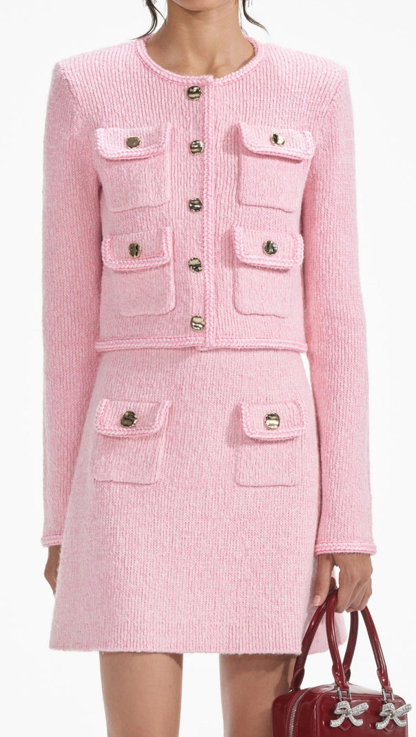 AIIZIE PINK MELANGE MERINO KNIT SKIRT - product image