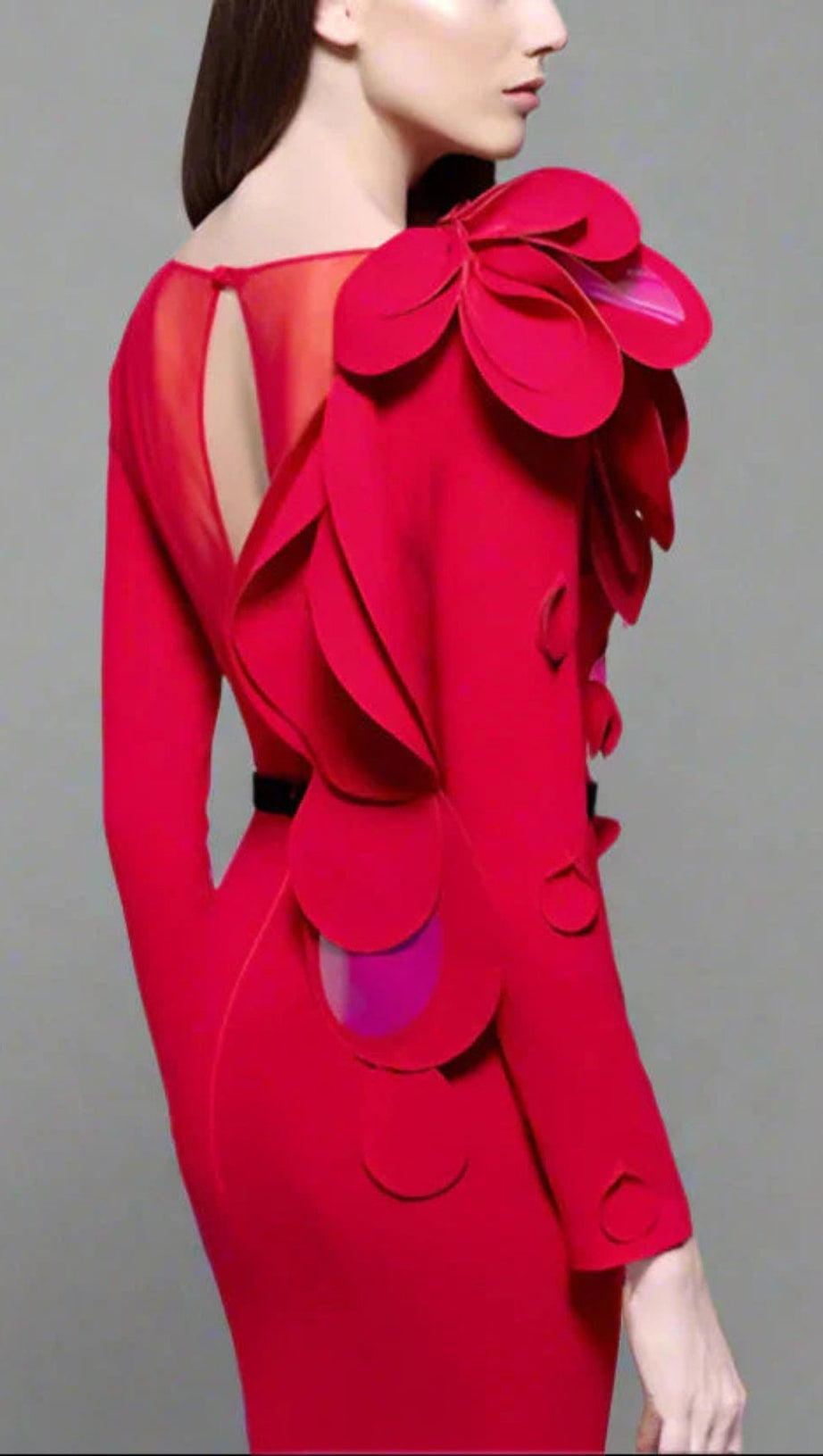 FLORAL BELTED MAXI DRESS IN RED