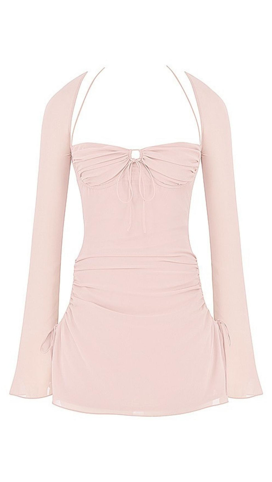 LONG SLEEVE HALTER MINI DRESS