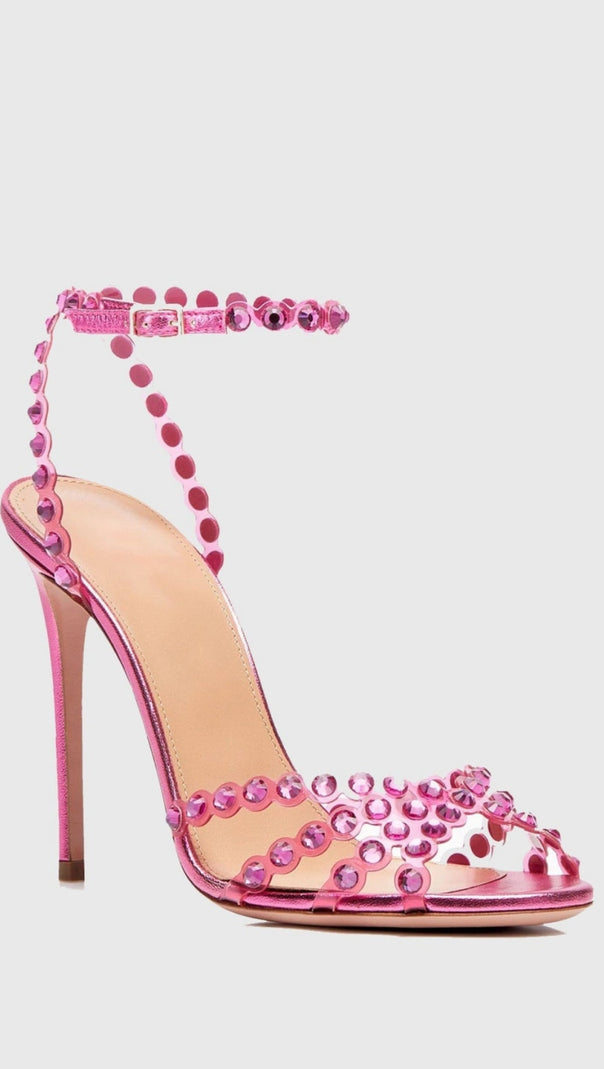 AIIZIE ASTASIA RHINESTONE EMBELLISHED HEELS - PINK - product image