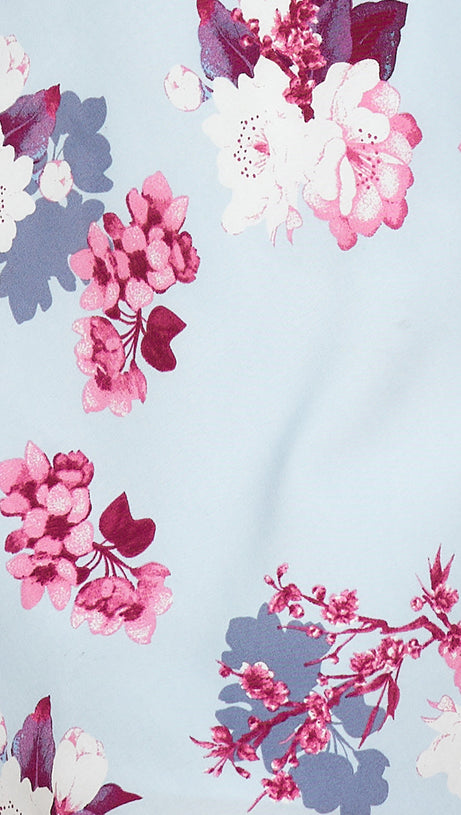 PRINT SATIN MINI DRESS IN BLUE