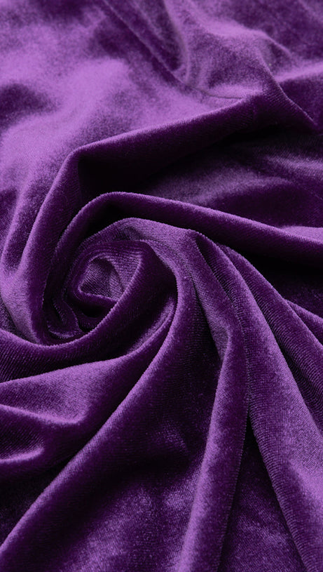 ONE SHOULDER SEQUIN-EMBELLISHED VELVET MAXI DRESS IN PURPLE