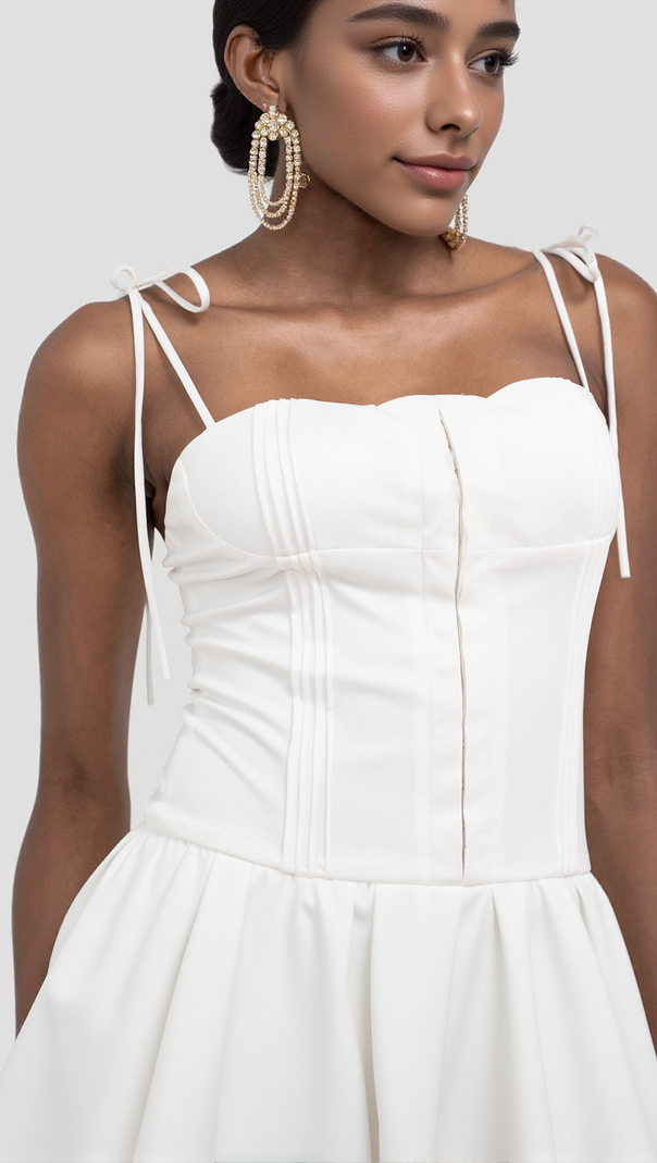 AIIZIE PLEATED MINI DRESS IN WHITE - product image