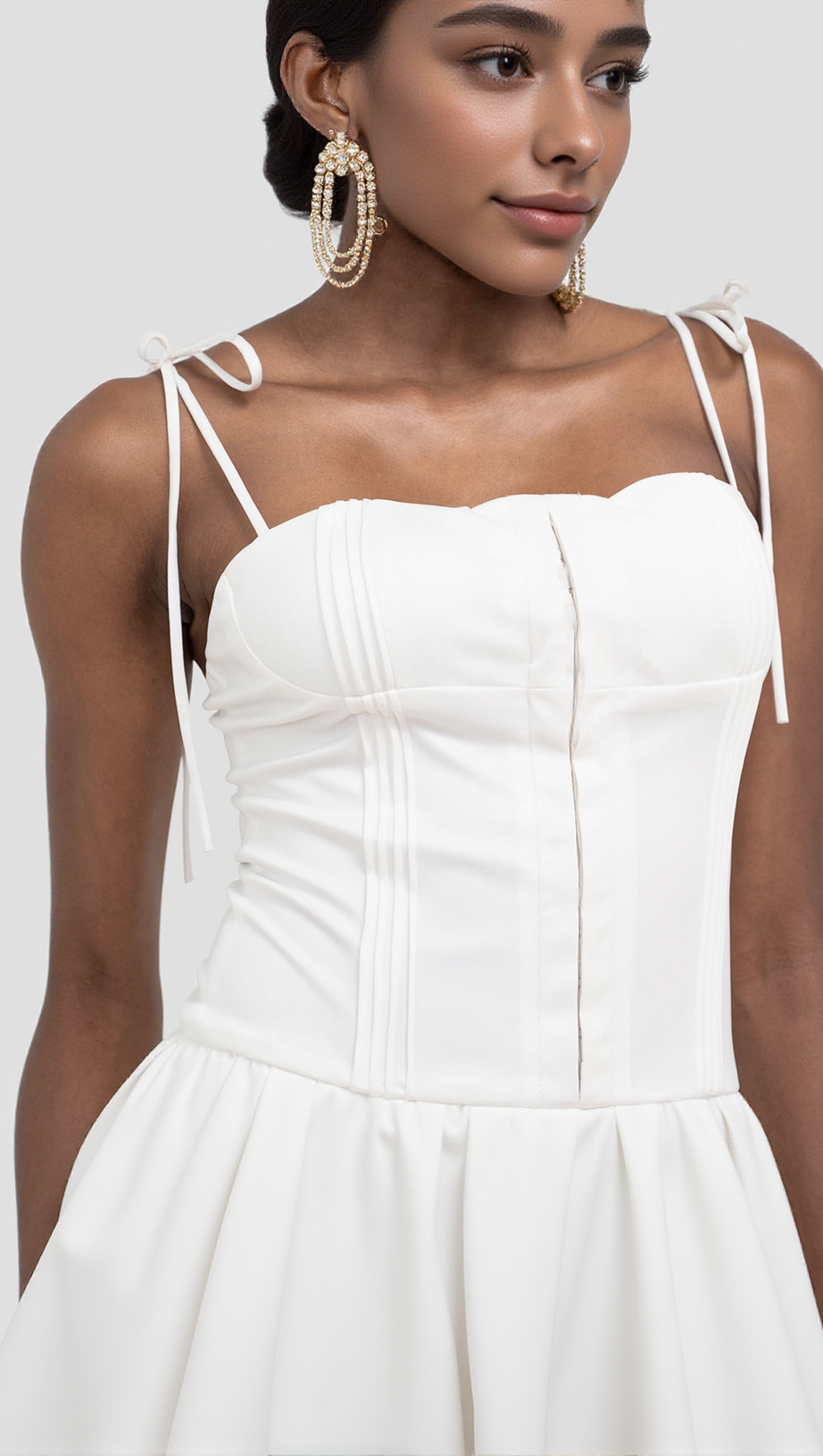 PLEATED MINI DRESS IN WHITE