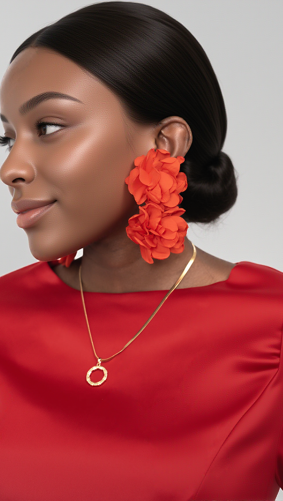 RANDA RED SATIN LONG SLEEVE MINI DRESS