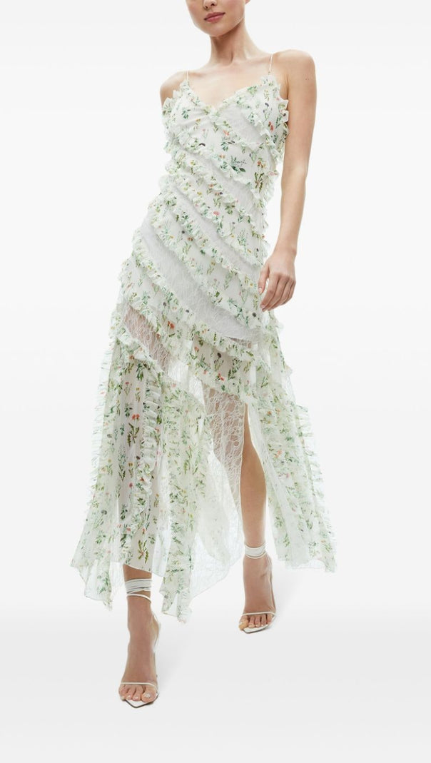 AIIZIE SONDRA MULTICOLOUR RUFFLED MAXI DRESS - product image