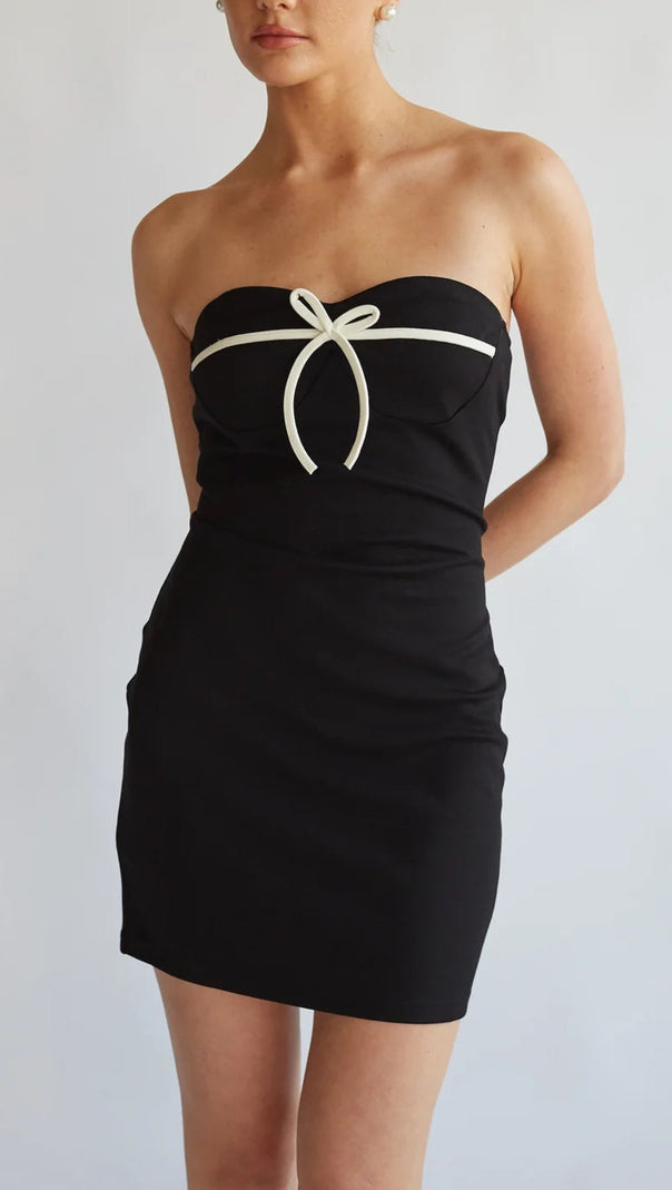 AIIZIE STRAPLESS BOW BODYCON MINI DRESS - product image