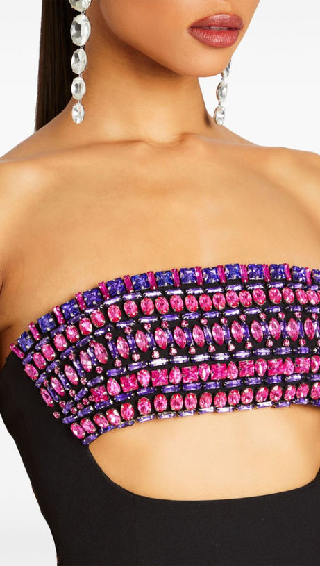 MARTINI MINIKLEID MIT KRISTALLVERZIERUNGEN