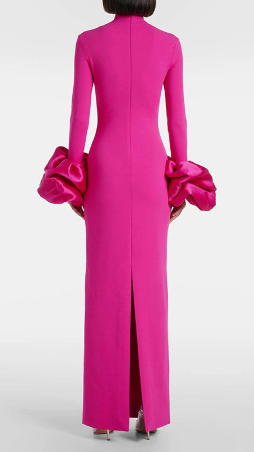 Ira Fuchsia Pink Statement Maxi Gown | Sculptural Sleeves
