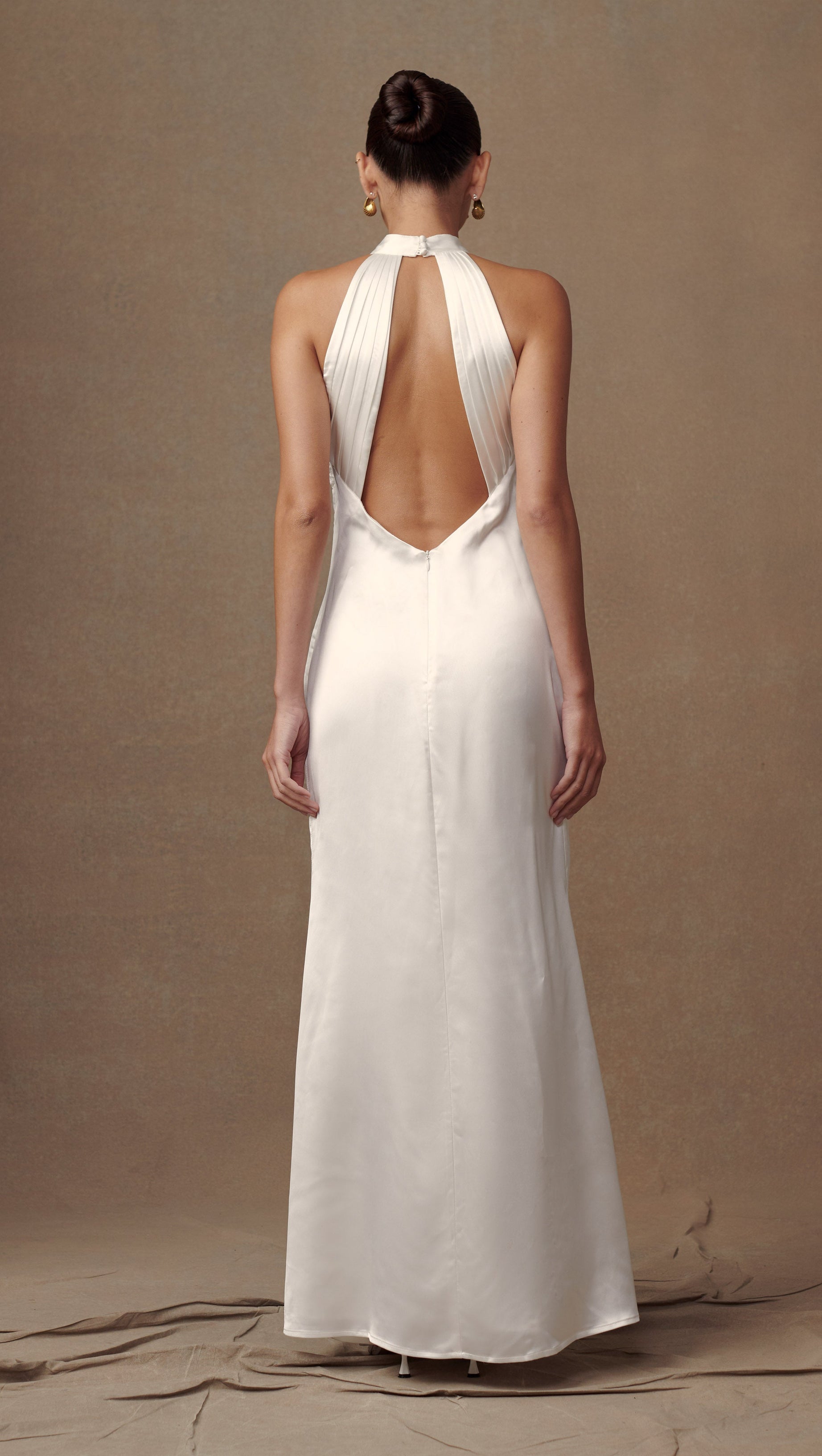 DYLAN ROSE HALTER MAXI DRESS IN WHITE
