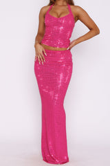 sequin Embellished Maxi dress set in pink