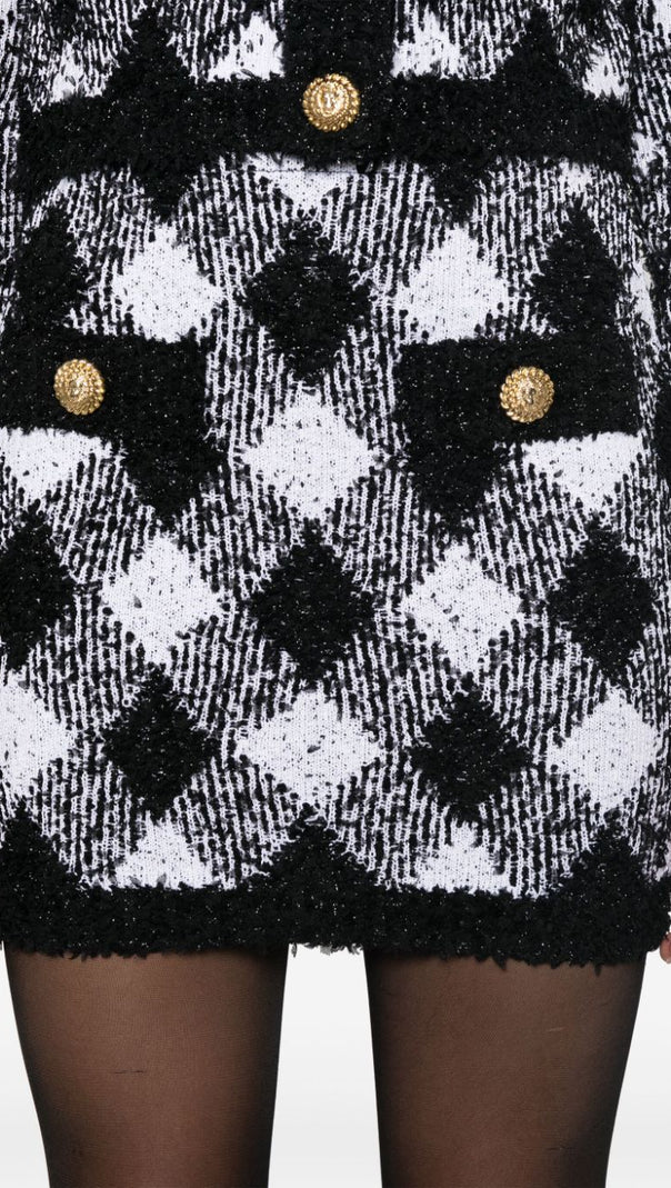 Minirock aus Gingham-Tweed