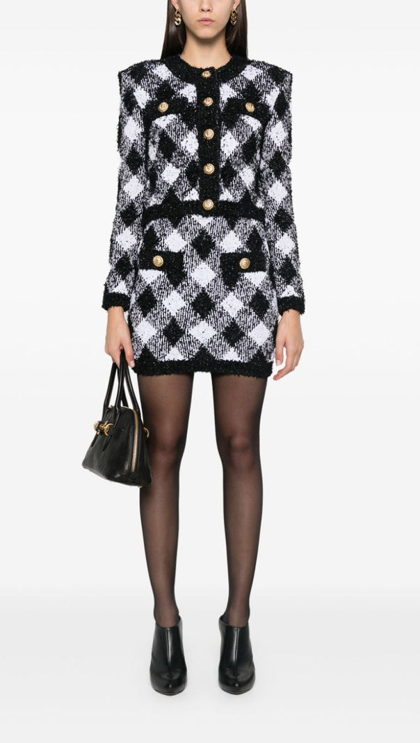 Minirock aus Gingham-Tweed