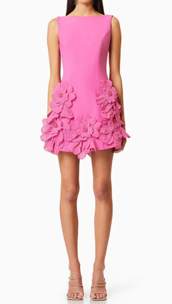 AIIZIE DAIVA FLOWER EMBELLISHED MINI DRESS IN PINK - product image