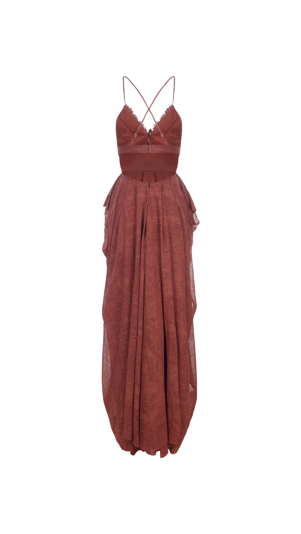 AIIZIE SALLY PLEATED MIDI DRESS IN RUST RED - product image