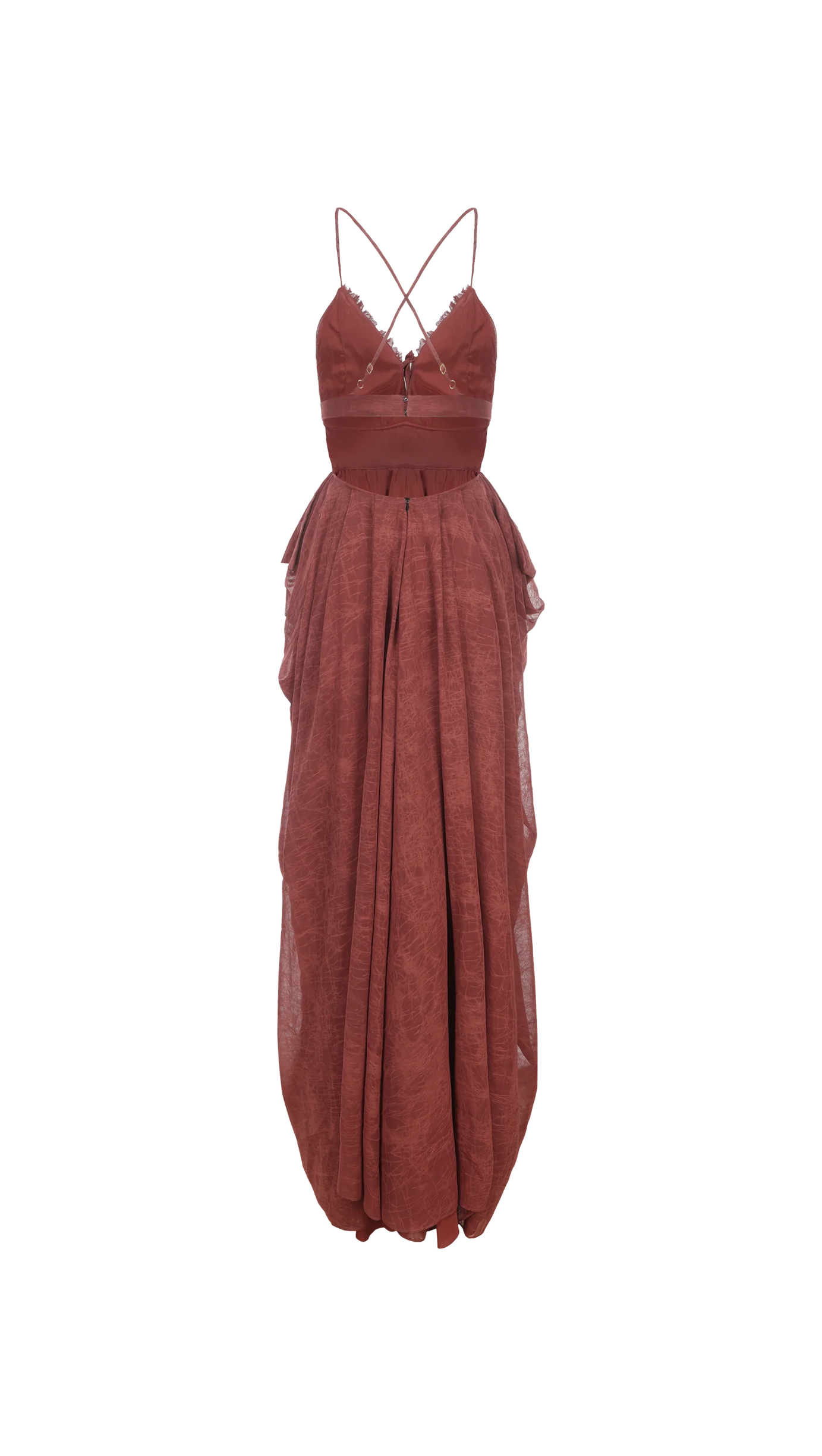 ABITO MIDI SALLY PLISSETTATO IN ROSSO RUGGINE