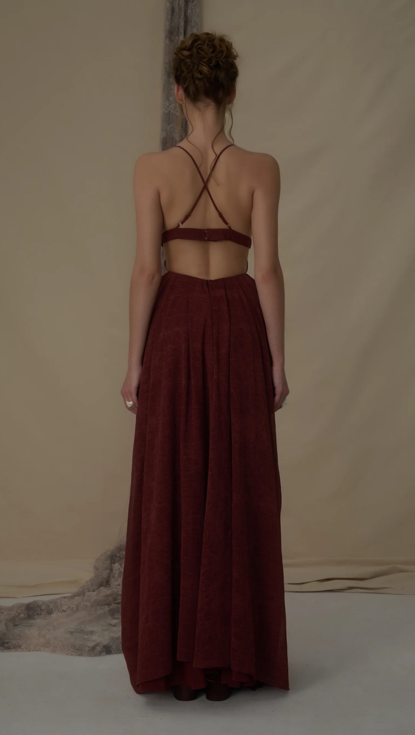 ABITO MIDI SALLY PLISSETTATO IN ROSSO RUGGINE