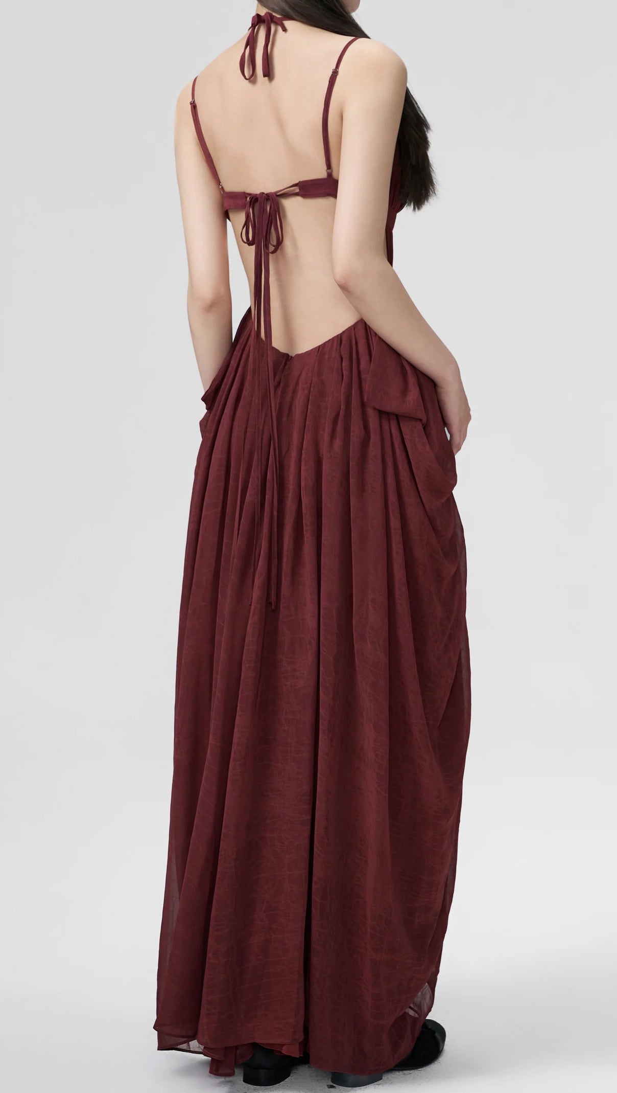 AIIZIE SALLY PLEATED MIDI DRESS IN RUST RED - product image