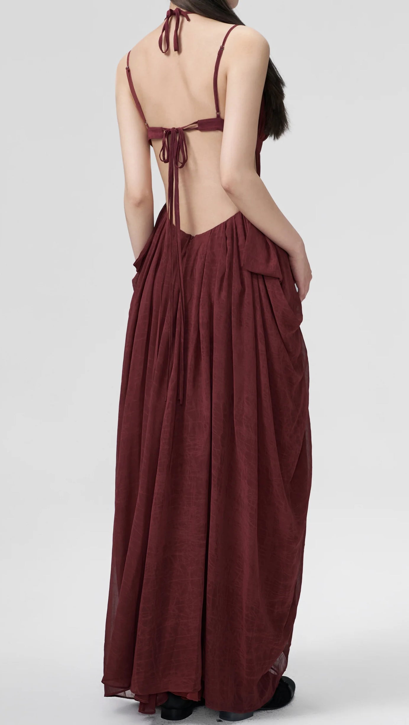 ABITO MIDI SALLY PLISSETTATO IN ROSSO RUGGINE