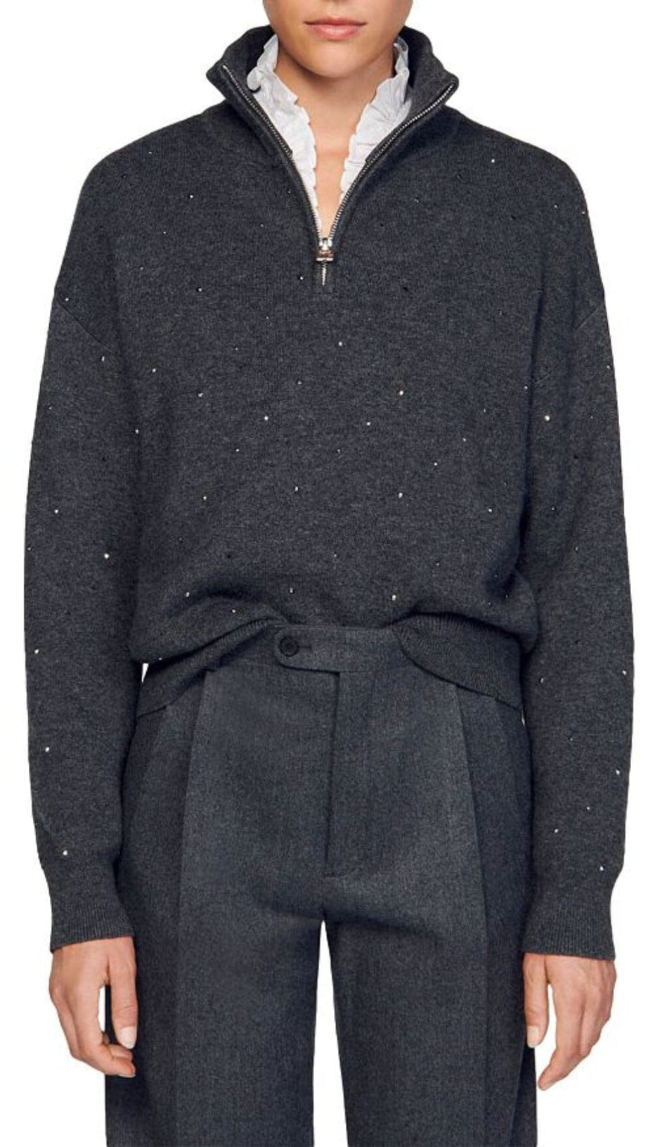 MAGLIONE OSY CON STRASS E ZIP A UN QUARTO 