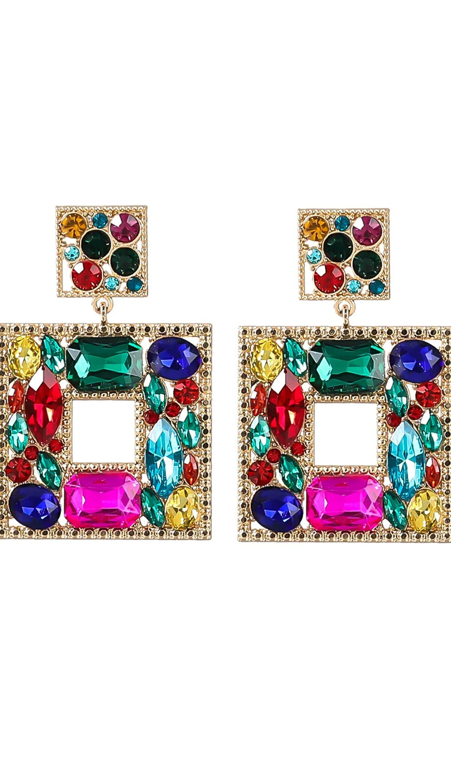 Annelise Square Crystal Diamond Earrings