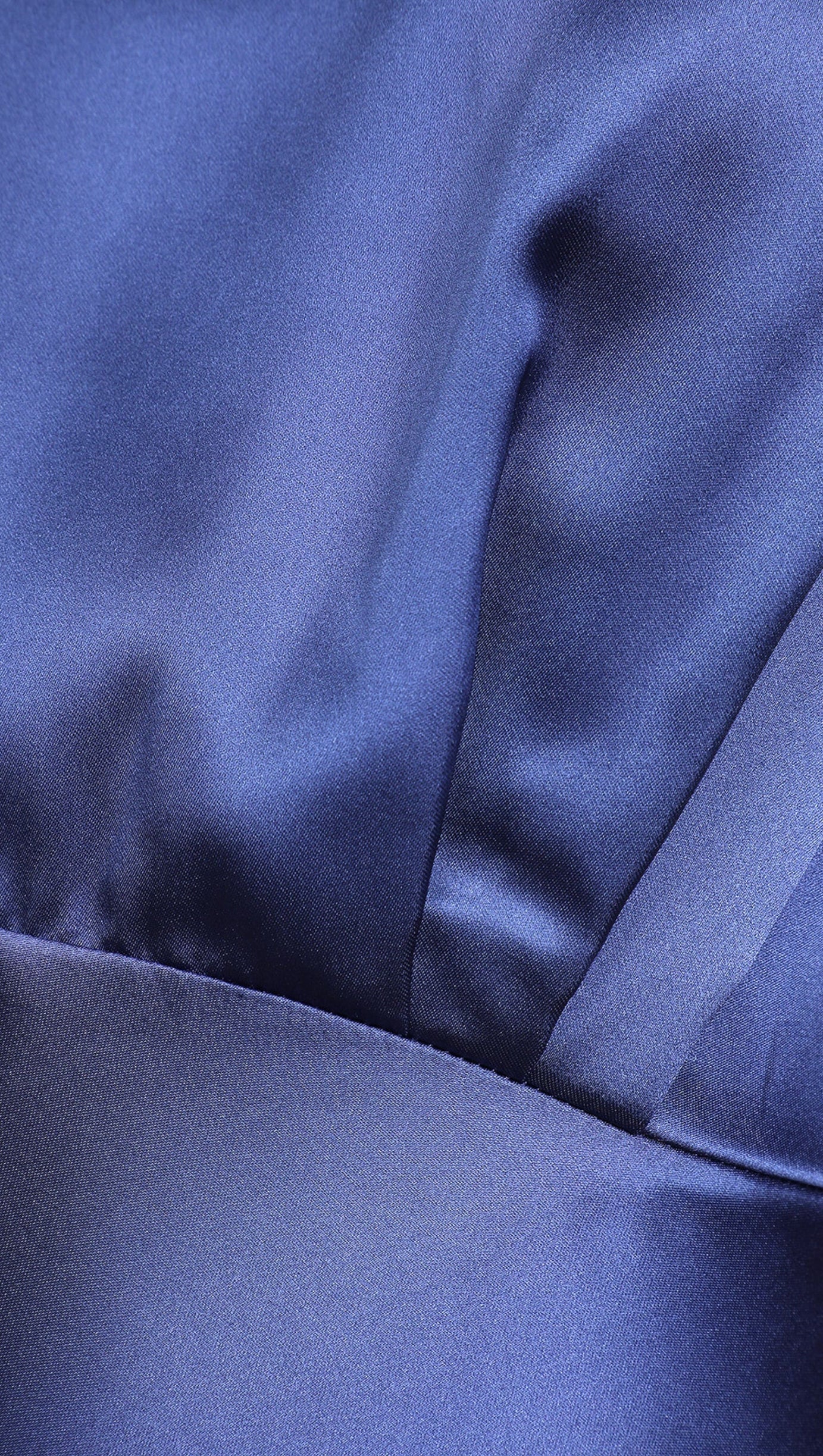 BLUE SATIN SLEEVELESS MOCK NECK MAXI DRESS