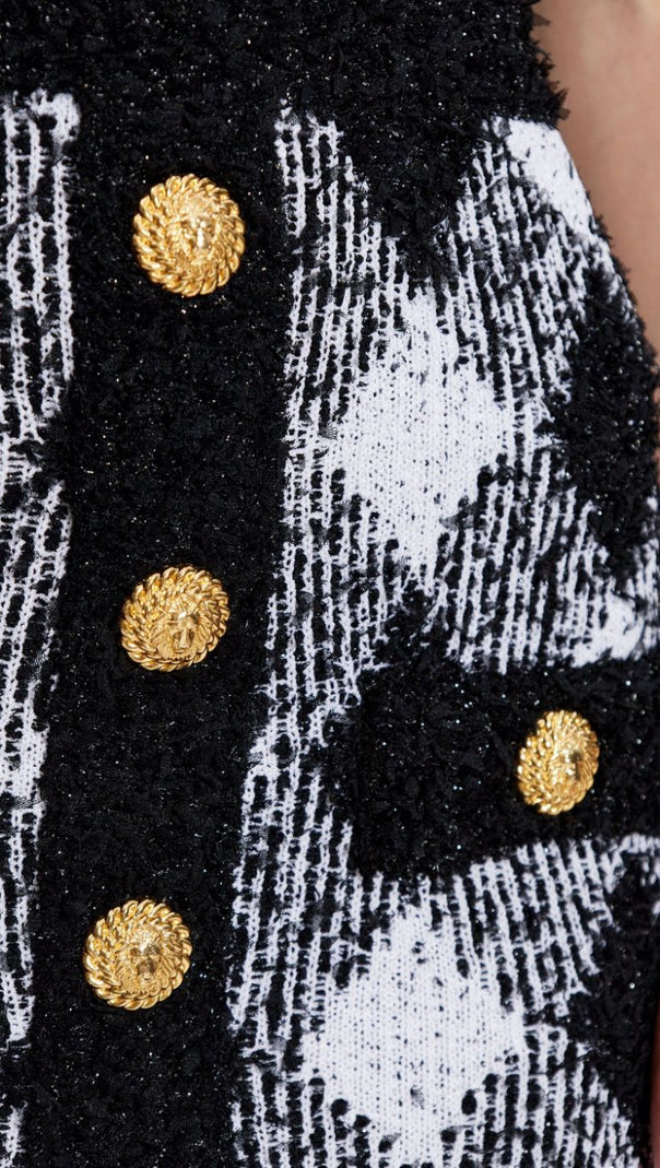 AIIZIE BUTTON-EMBELLISHED PLAID TEXTURE MINI DRESS - product image
