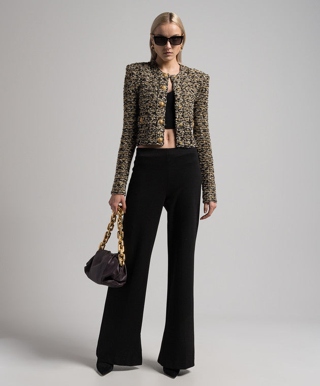 CROPPED LUREX TWEED JACKET IN GOLD