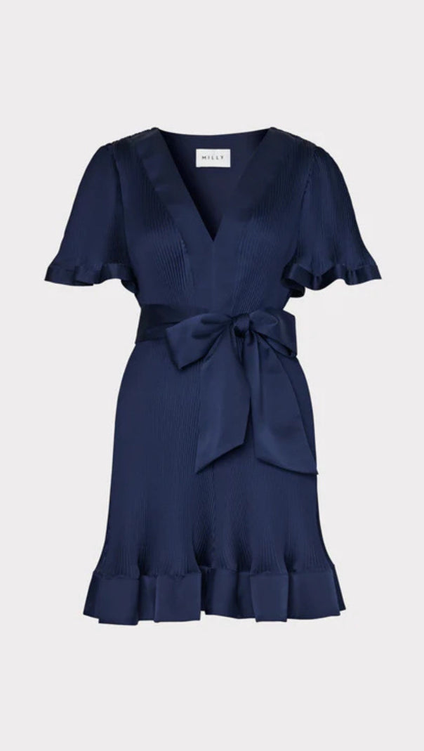 AIIZIE SATIN PLEATED MINI DRESS - product image