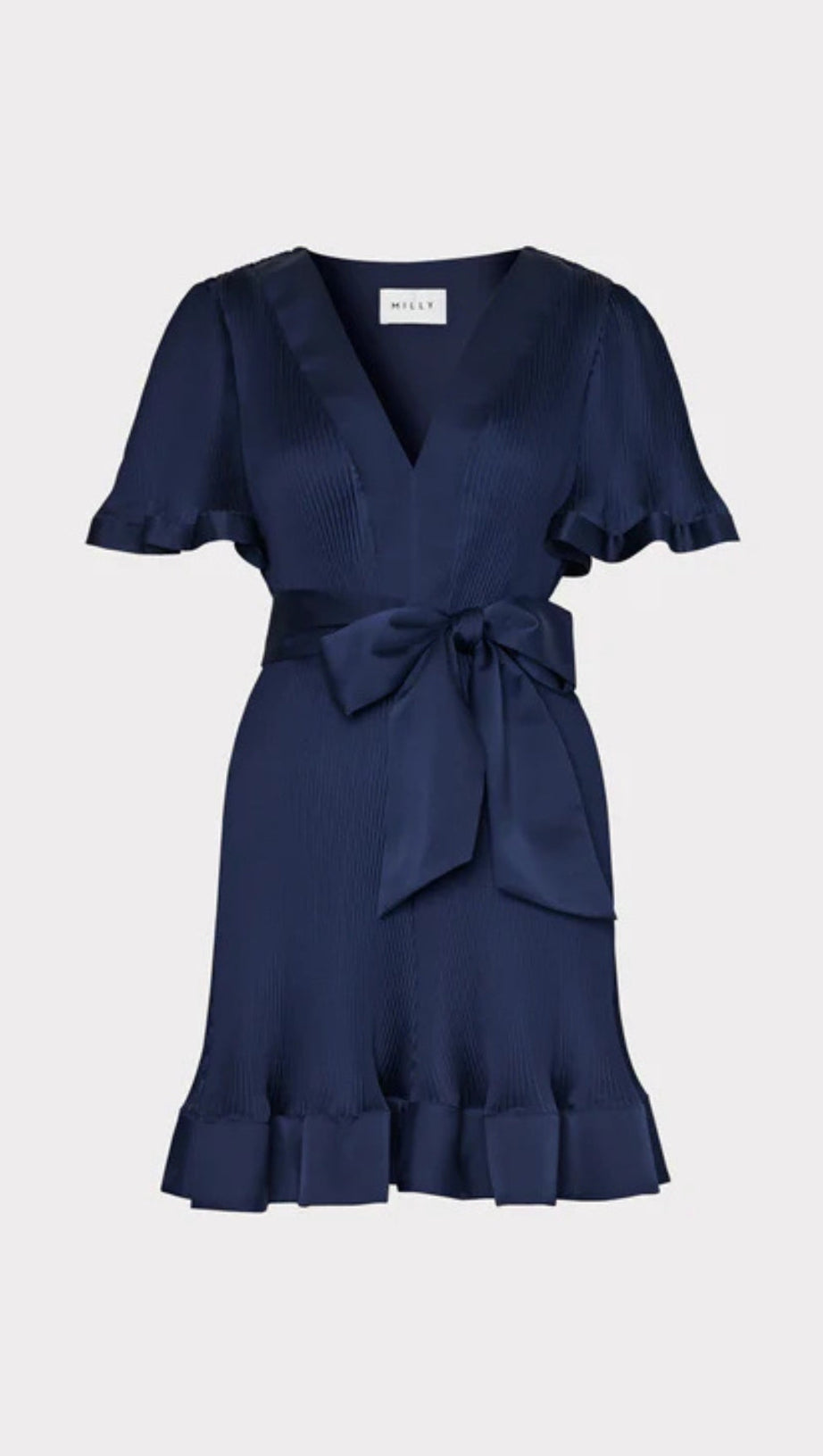 SATIN PLEATED MINI DRESS